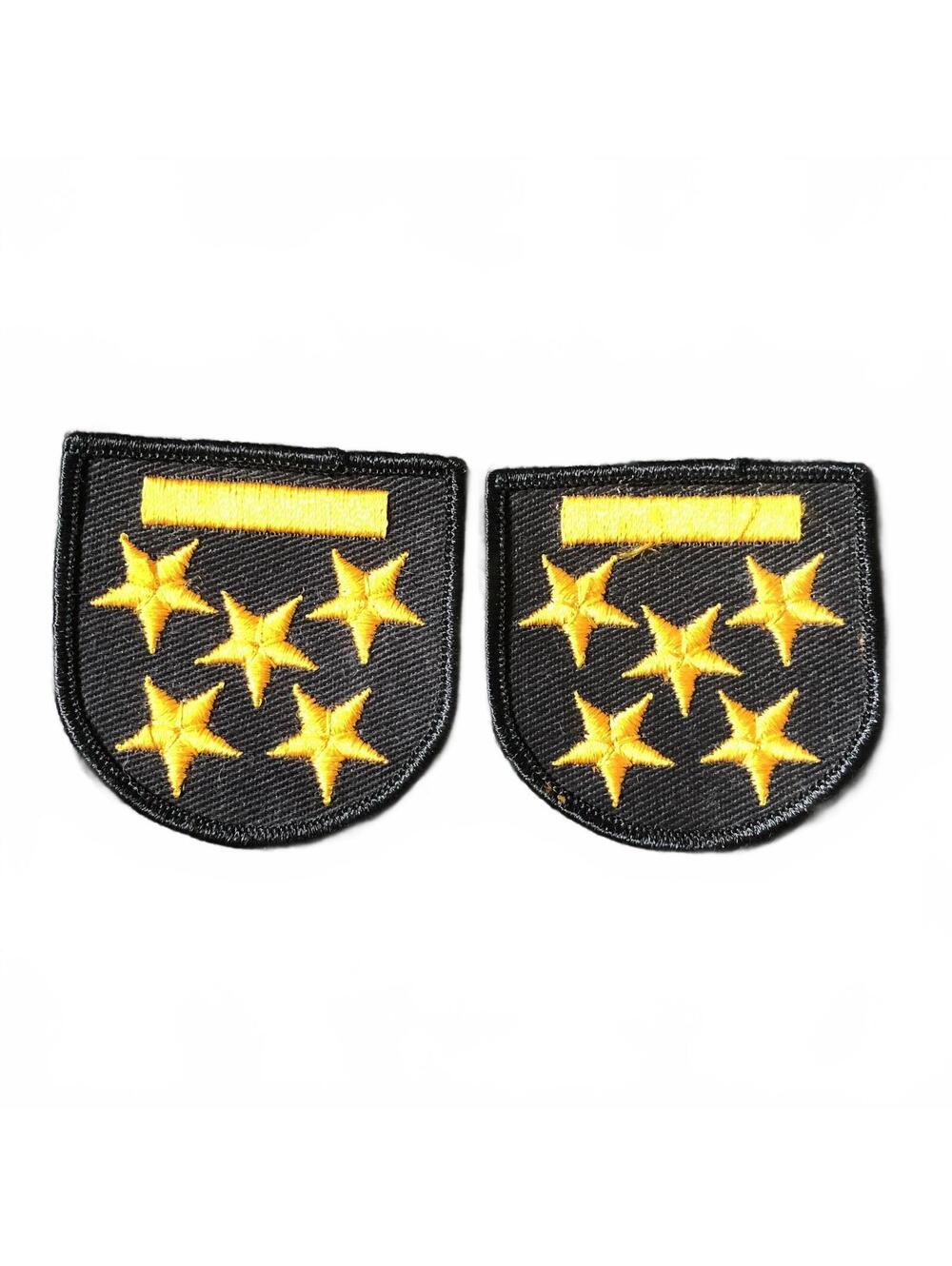 Set of 2 Embroidered Military Rank Patches with Gold Stars